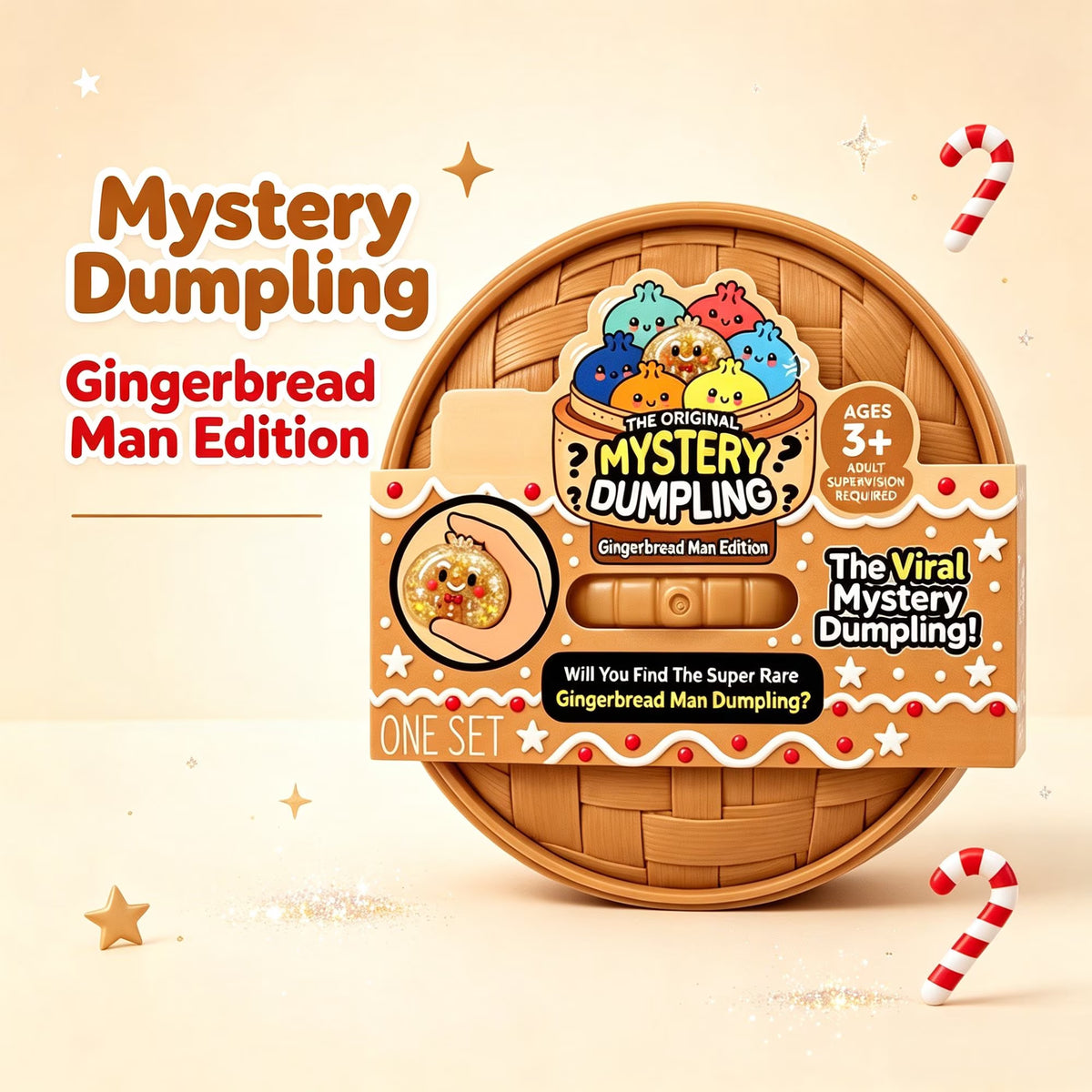 🎄 Giant Glitter Rainbow Dumpling Squishy – Gingerbread Man Edition | Mystery Christmas Bao Bun Fidget Toy