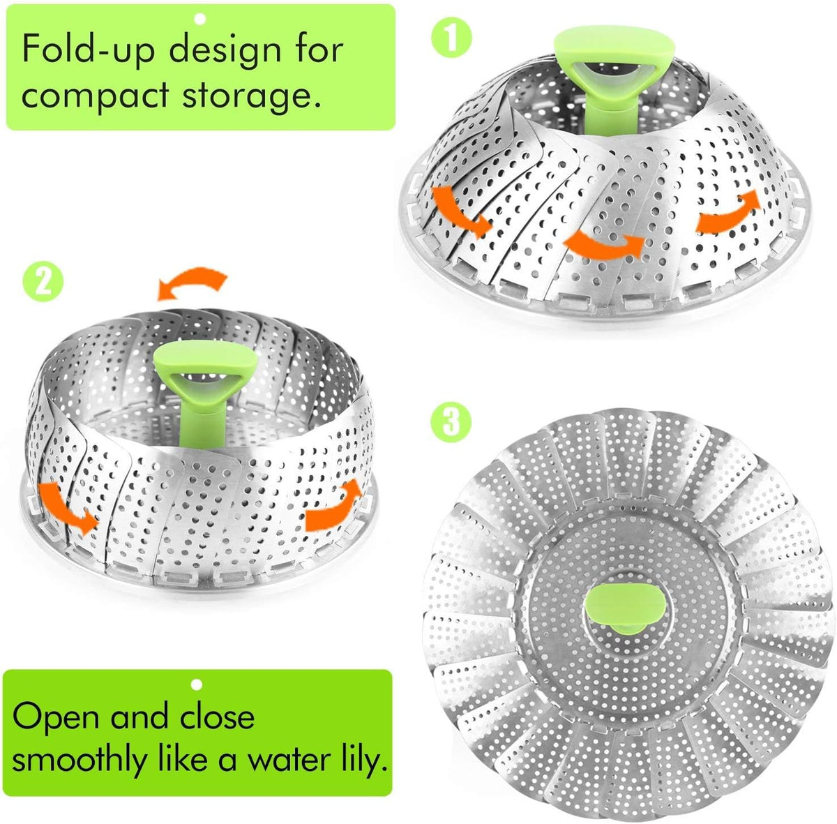 π₯¦β¨ Steam & Savor β Stainless Steel Expandable Vegetable Steamer Basket with Extendable Handle π²π