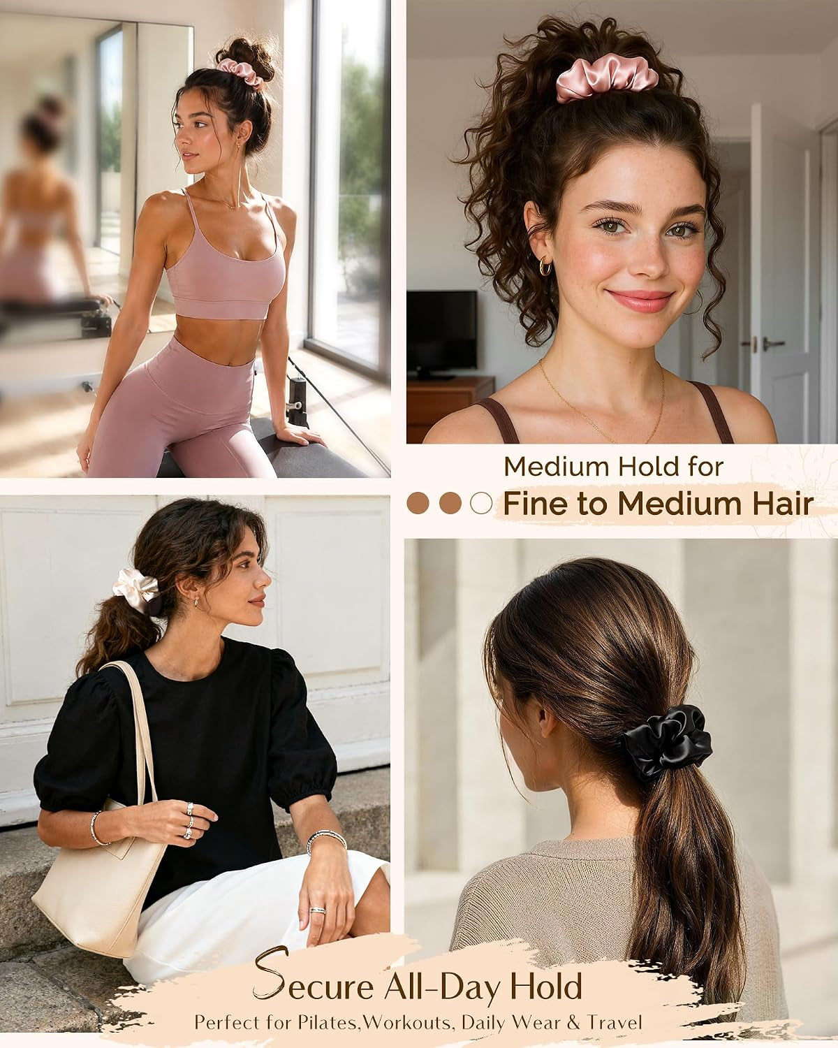 🎀✨ Silky Chic – 8-Piece Satin Scrunchie Set for Effortless, Elegant Hairstyles 💕💫