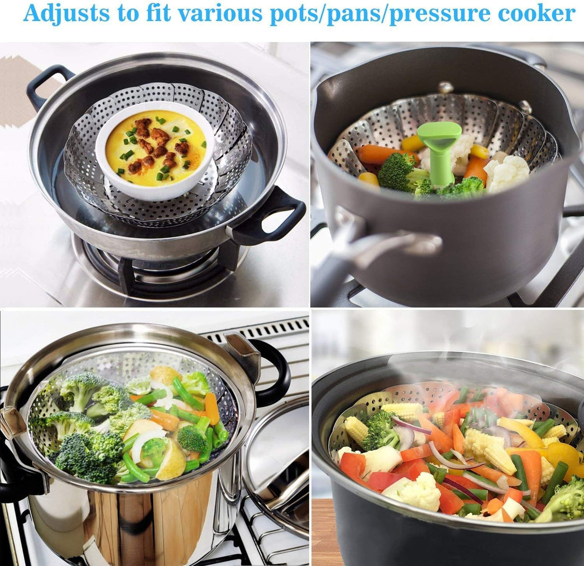 π₯¦β¨ Steam & Savor β Stainless Steel Expandable Vegetable Steamer Basket with Extendable Handle π²π