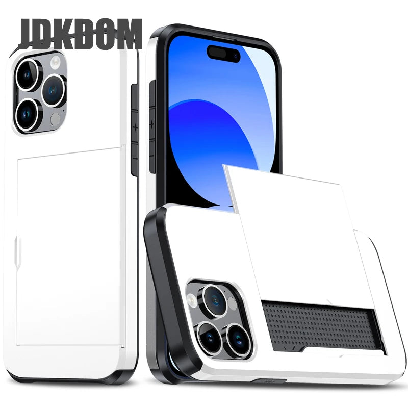 📱✨ Phone, Cards, Done! – iPhone Wallet Case with Hidden Slide-Out Card Holder 💳🖤