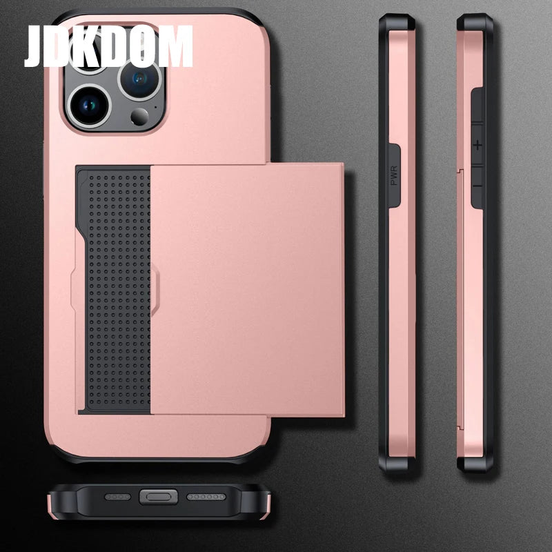 📱✨ Phone, Cards, Done! – iPhone Wallet Case with Hidden Slide-Out Card Holder 💳🖤