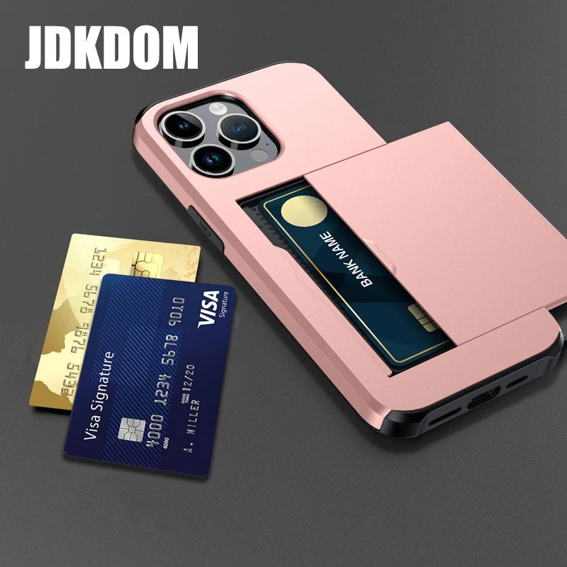 📱✨ Phone, Cards, Done! – iPhone Wallet Case with Hidden Slide-Out Card Holder 💳🖤