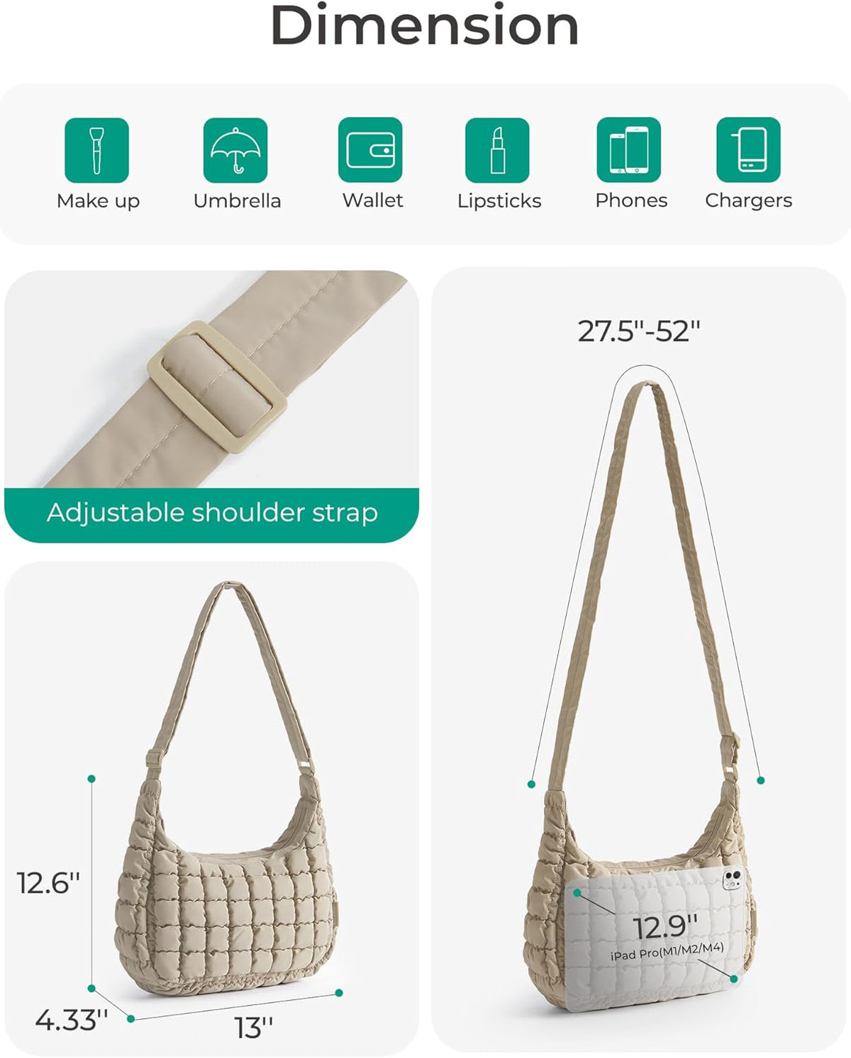 👜✨ Quilted Chic Crossbody Bag for Women – Stylish Travel Purse & Versatile Hobo Shoulder Bag 💕🌸