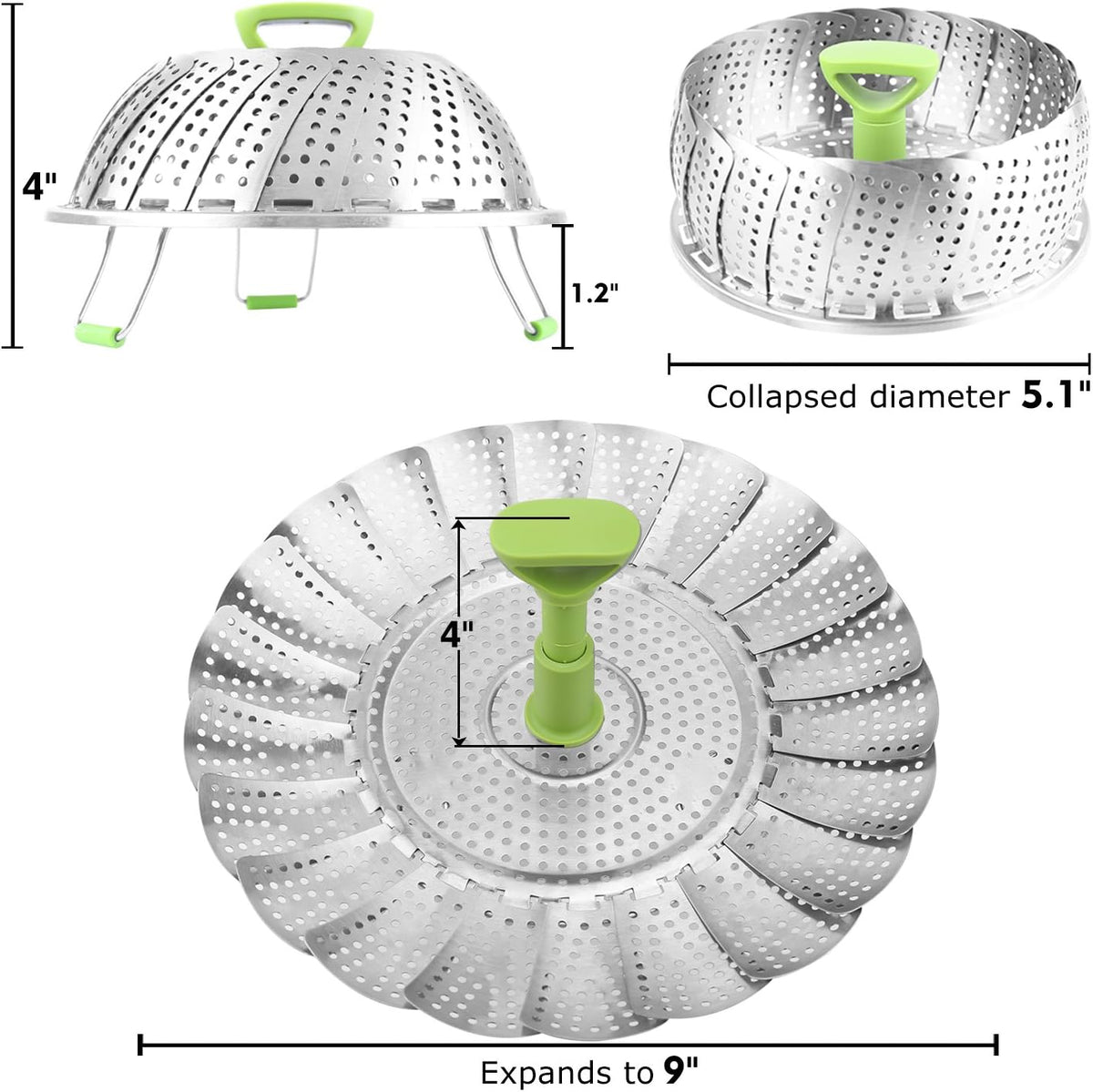 π₯¦β¨ Steam & Savor β Stainless Steel Expandable Vegetable Steamer Basket with Extendable Handle π²π