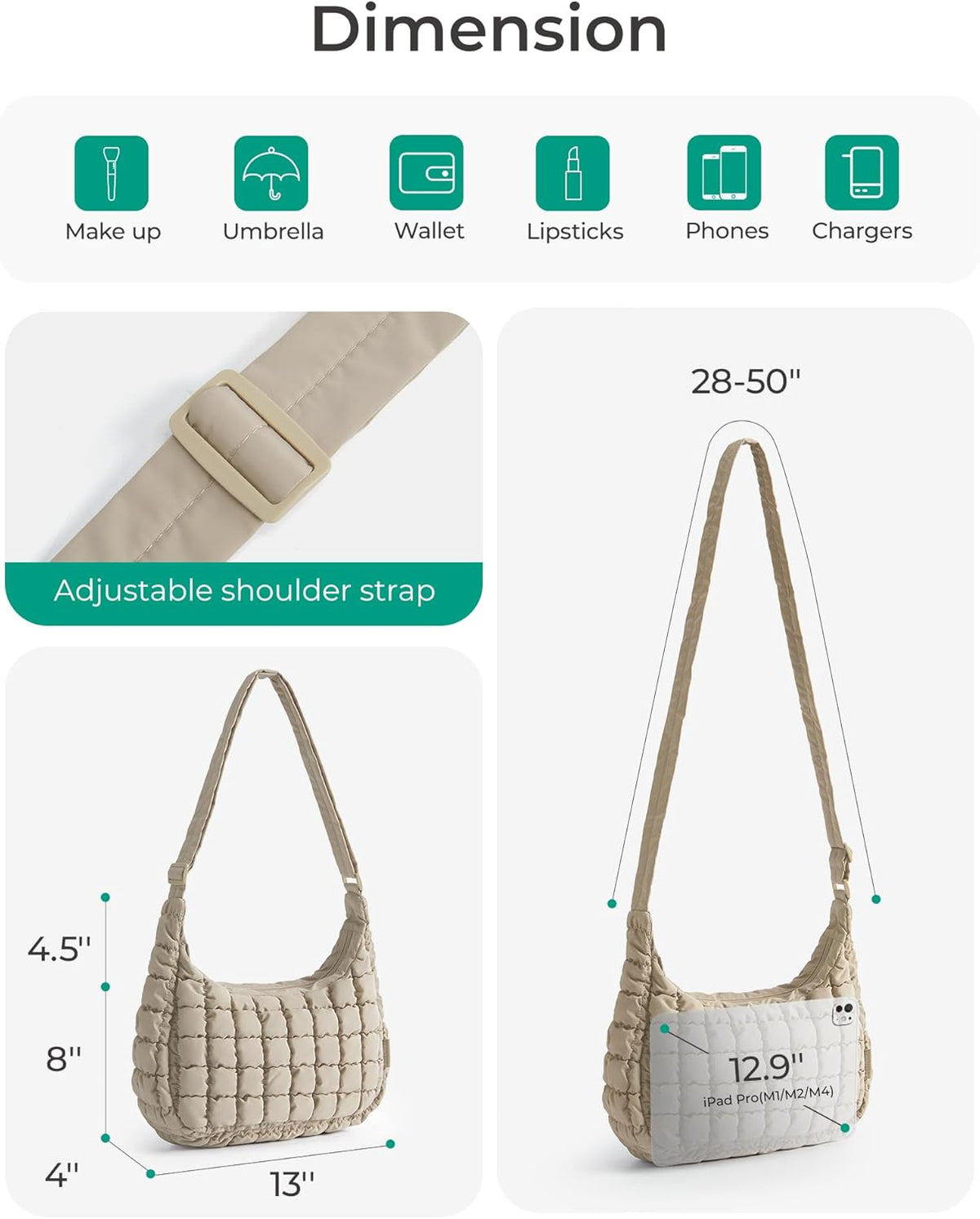 👜✨ Quilted Chic Crossbody Bag for Women – Stylish Travel Purse & Versatile Hobo Shoulder Bag 💕🌸