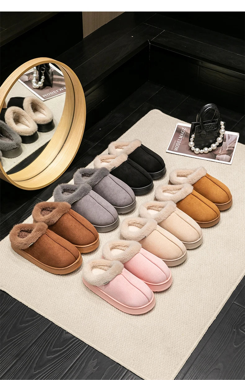 ☁️ Cloud Luxe – Plush Unisex Slippers with Cushioned Winter Soles 🖤✨