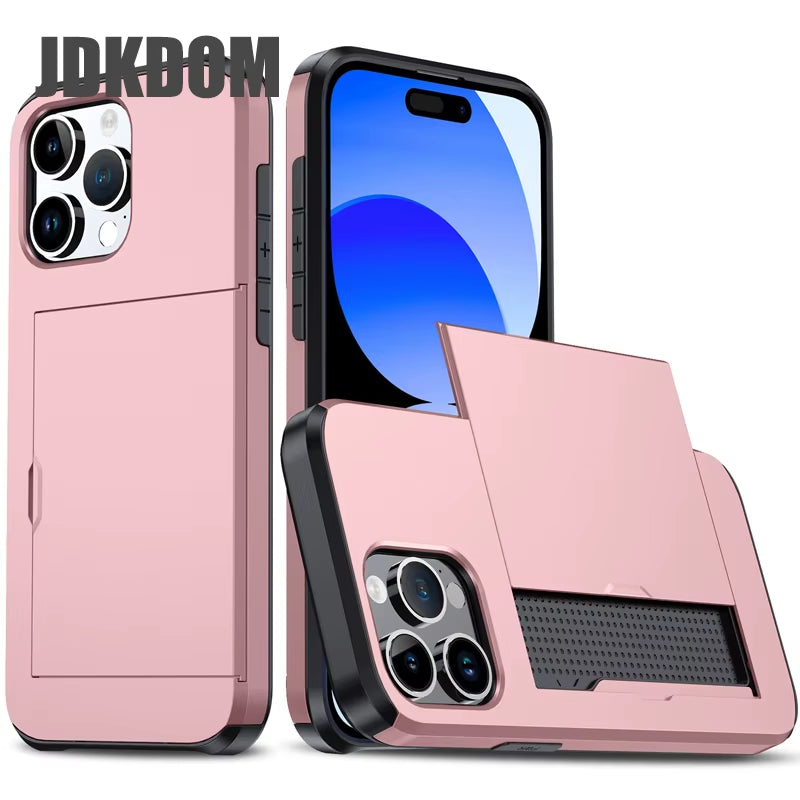 📱✨ Phone, Cards, Done! – iPhone Wallet Case with Hidden Slide-Out Card Holder 💳🖤
