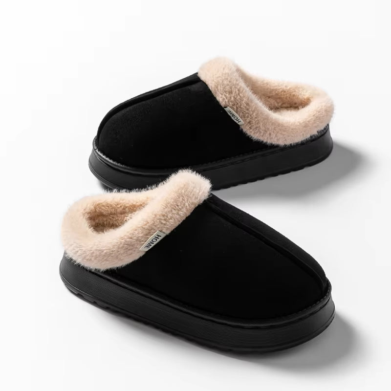 ☁️ Cloud Luxe – Plush Unisex Slippers with Cushioned Winter Soles 🖤✨