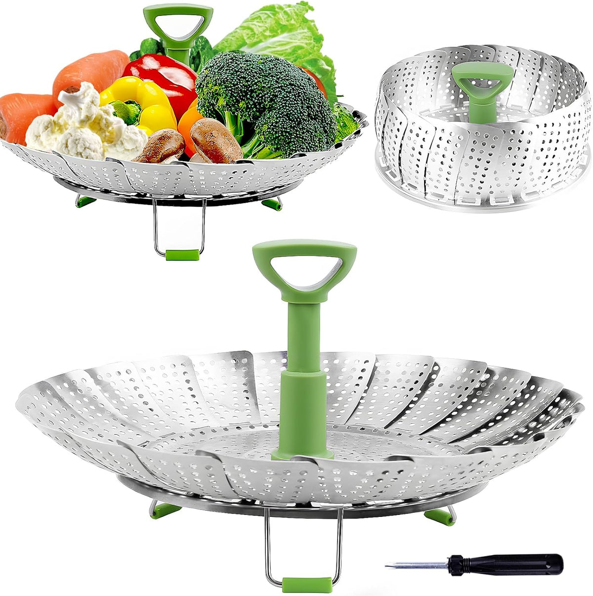 π₯¦β¨ Steam & Savor β Stainless Steel Expandable Vegetable Steamer Basket with Extendable Handle π²π