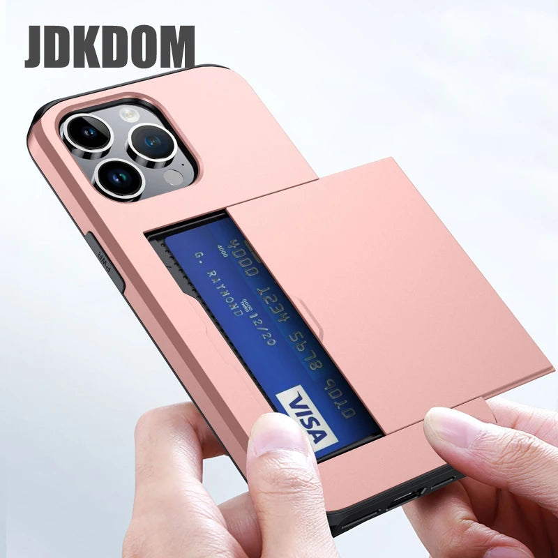 📱✨ Phone, Cards, Done! – iPhone Wallet Case with Hidden Slide-Out Card Holder 💳🖤