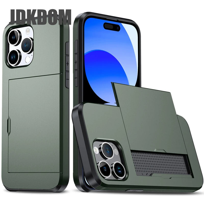 📱✨ Phone, Cards, Done! – iPhone Wallet Case with Hidden Slide-Out Card Holder 💳🖤