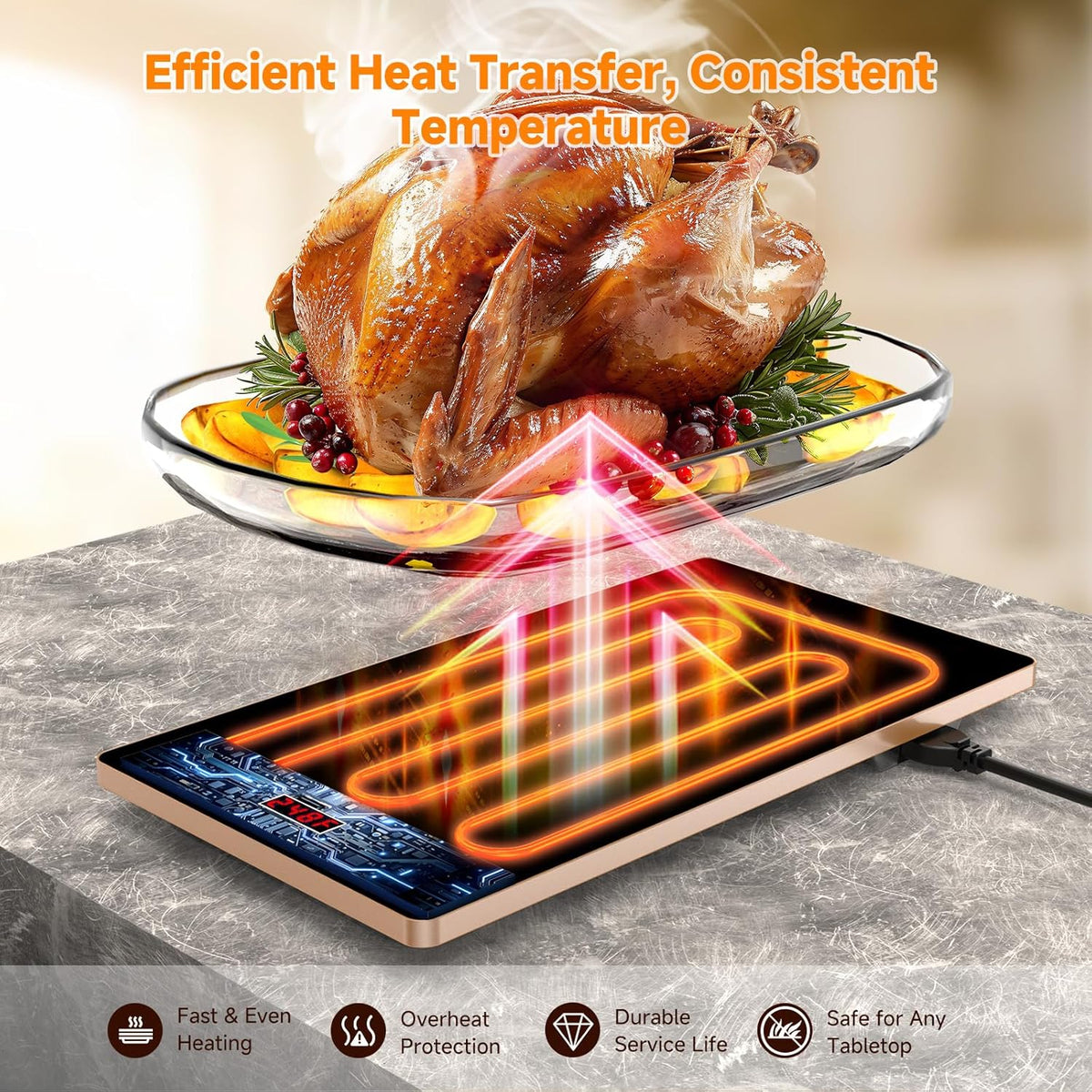 ✨ 4-in-1 Electric Food Warming Tray – Keep Meals Warm for Parties & Gatherings