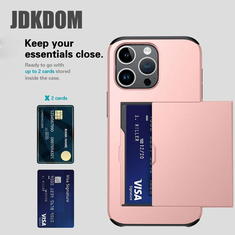 📱✨ Phone, Cards, Done! – iPhone Wallet Case with Hidden Slide-Out Card Holder 💳🖤