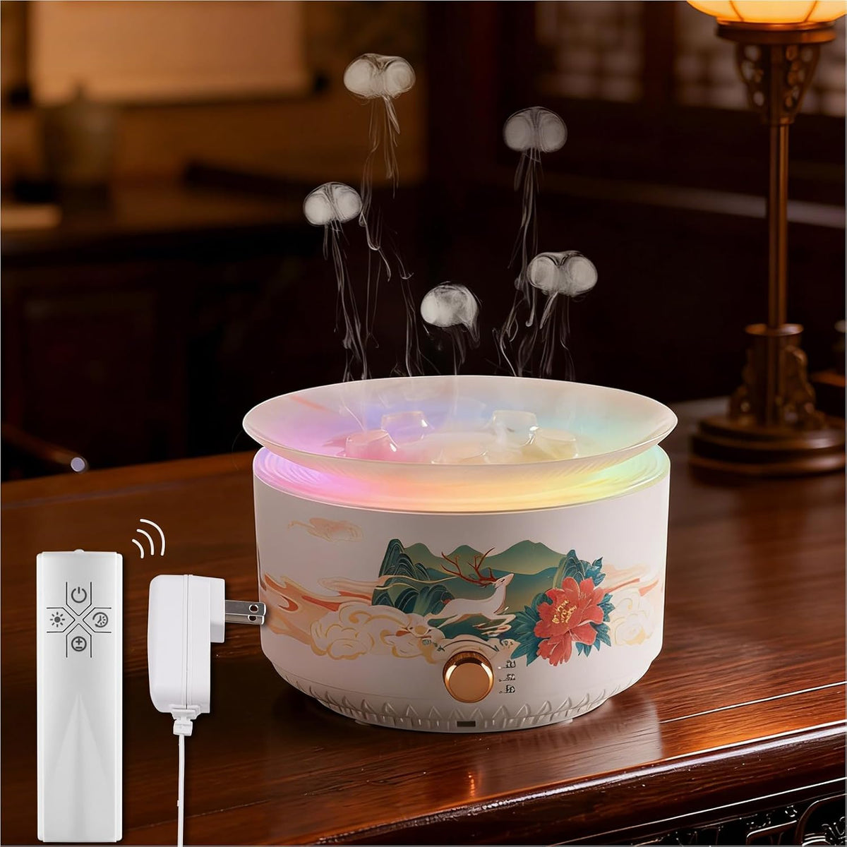 🪼✨ Jellyfish Glow – 360ml Ultrasonic Essential Oil Diffuser with 7-Color Lights & Remote Control 🤍🌈