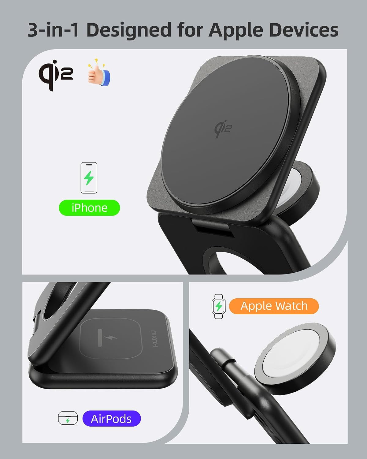 One Charger. Three Devices. Zero Clutter. – KUXIU 3-in-1 Wireless Charging Station