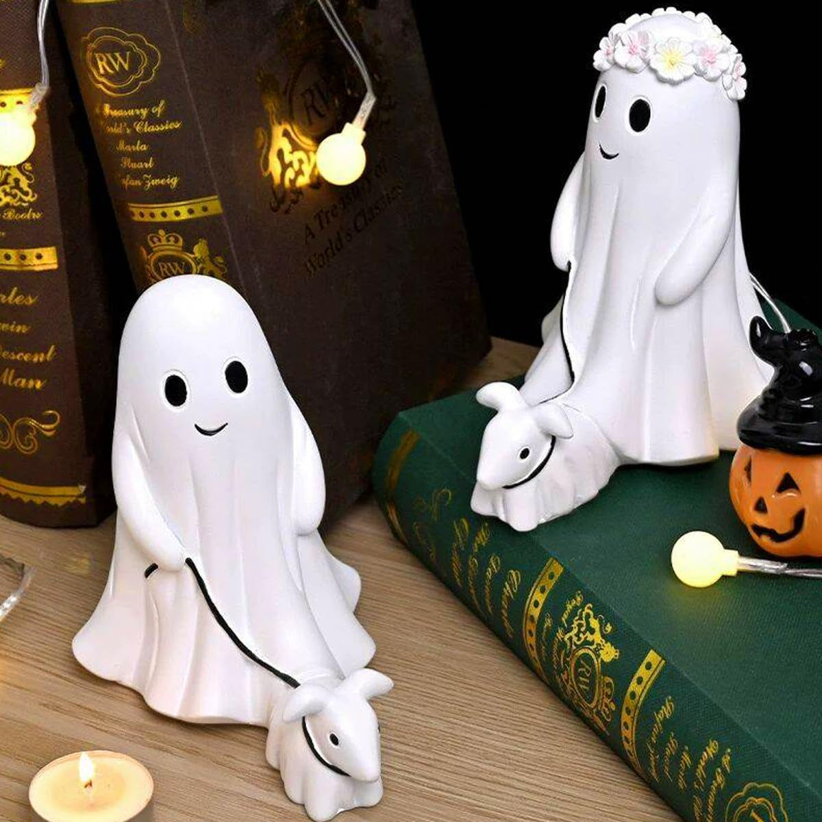 👻🐶 Ghost Dog Halloween Figurine – Spooky-Cute Resin Decor for Home & Garden