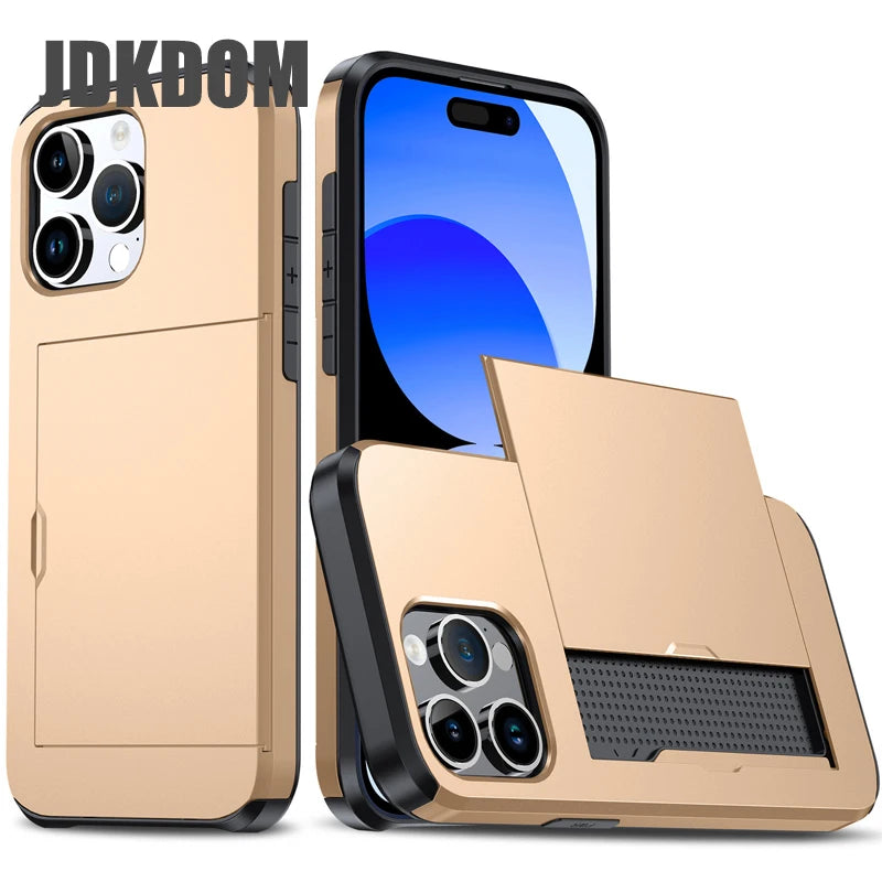 📱✨ Phone, Cards, Done! – iPhone Wallet Case with Hidden Slide-Out Card Holder 💳🖤