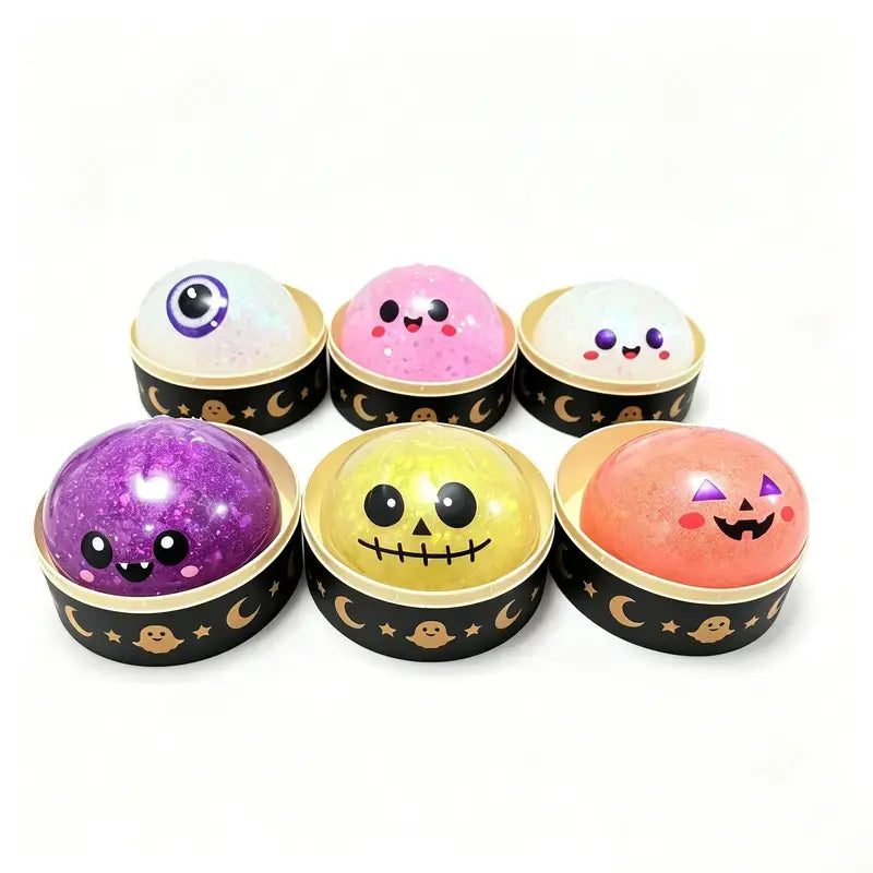 Halloween Cute Scary Ghost Maruko Mochi Squishy Toy Set - Soft Stretchy Squeeze Stress Relief Fidget Toys, Mini Portable Kids Sensory Item, Party Treat Bag Filler & Quirky Whimsical Gifts