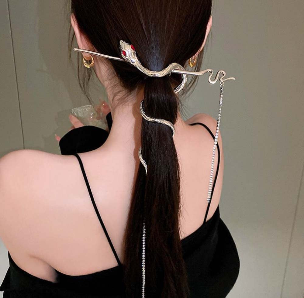 Snake Hairpin – Vintage Metal Hair Stick with Tassel Detail 