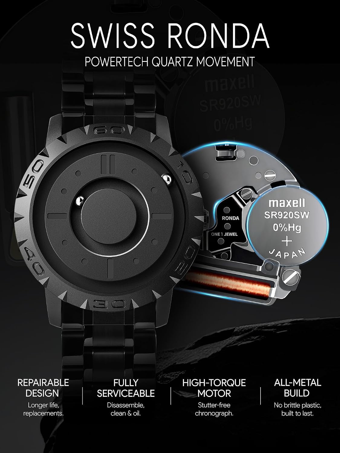 ⌚ Magnetic Floating Ball Watch – 40mm Swiss Quartz Statement Timepiece