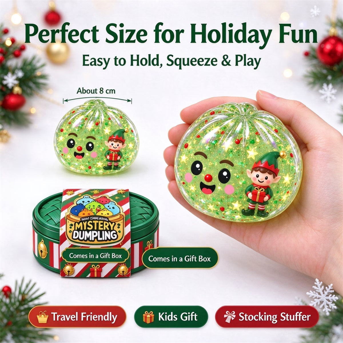 🎁 Christmas Dumpling Squishy Blind Box – Elf Edition | Mystery Squishy with Steamer