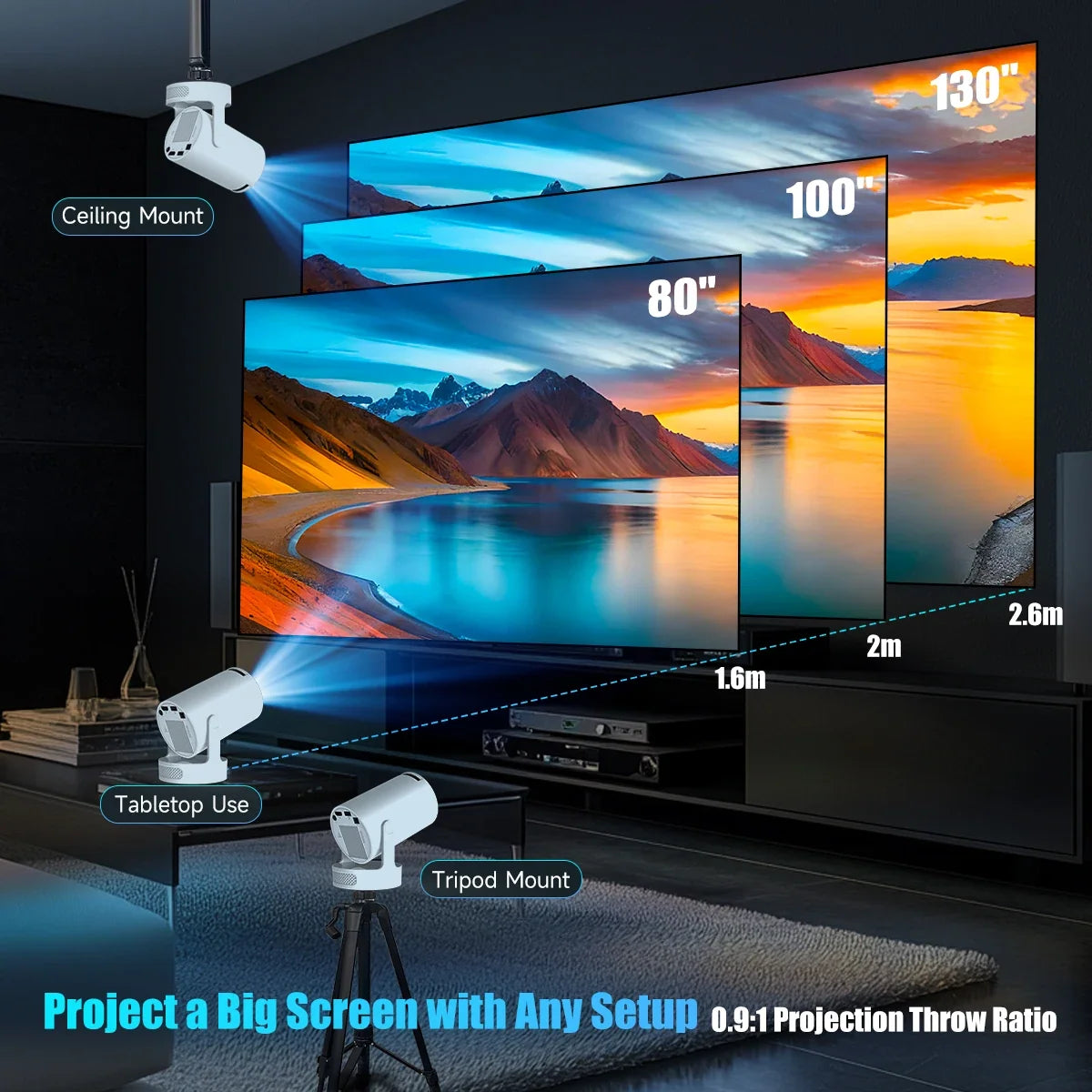 Magcubic 8K Wifi6 Projector 290ANSI Android 14 Dual WIFI Allwinner H726 BT5.4 1280*720P Home Cinema Outdoor Portable HY300 Pro +