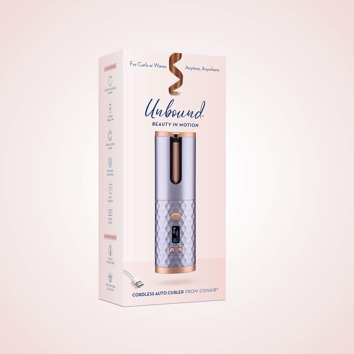 Unbound Cordless Auto Curler - Rechargeable Auto Curler for Curls or Waves