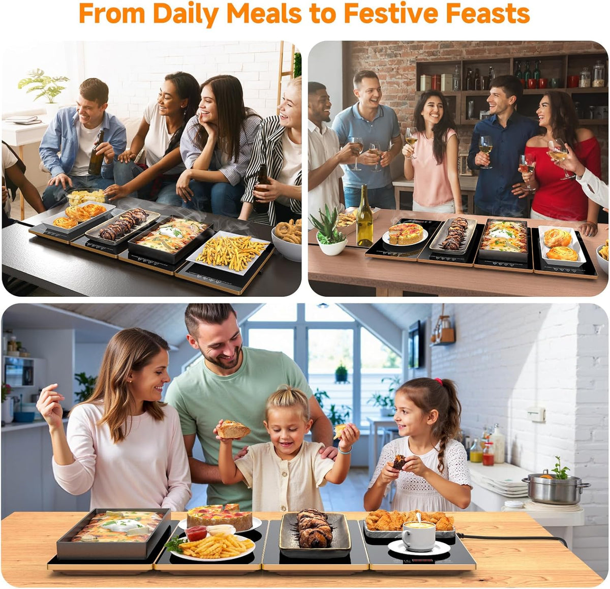 ✨ 4-in-1 Electric Food Warming Tray – Keep Meals Warm for Parties & Gatherings