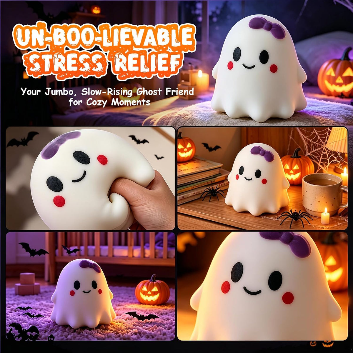 Ghost Squishy – Large Halloween Stress Relief & Fidget Toy 👻✨