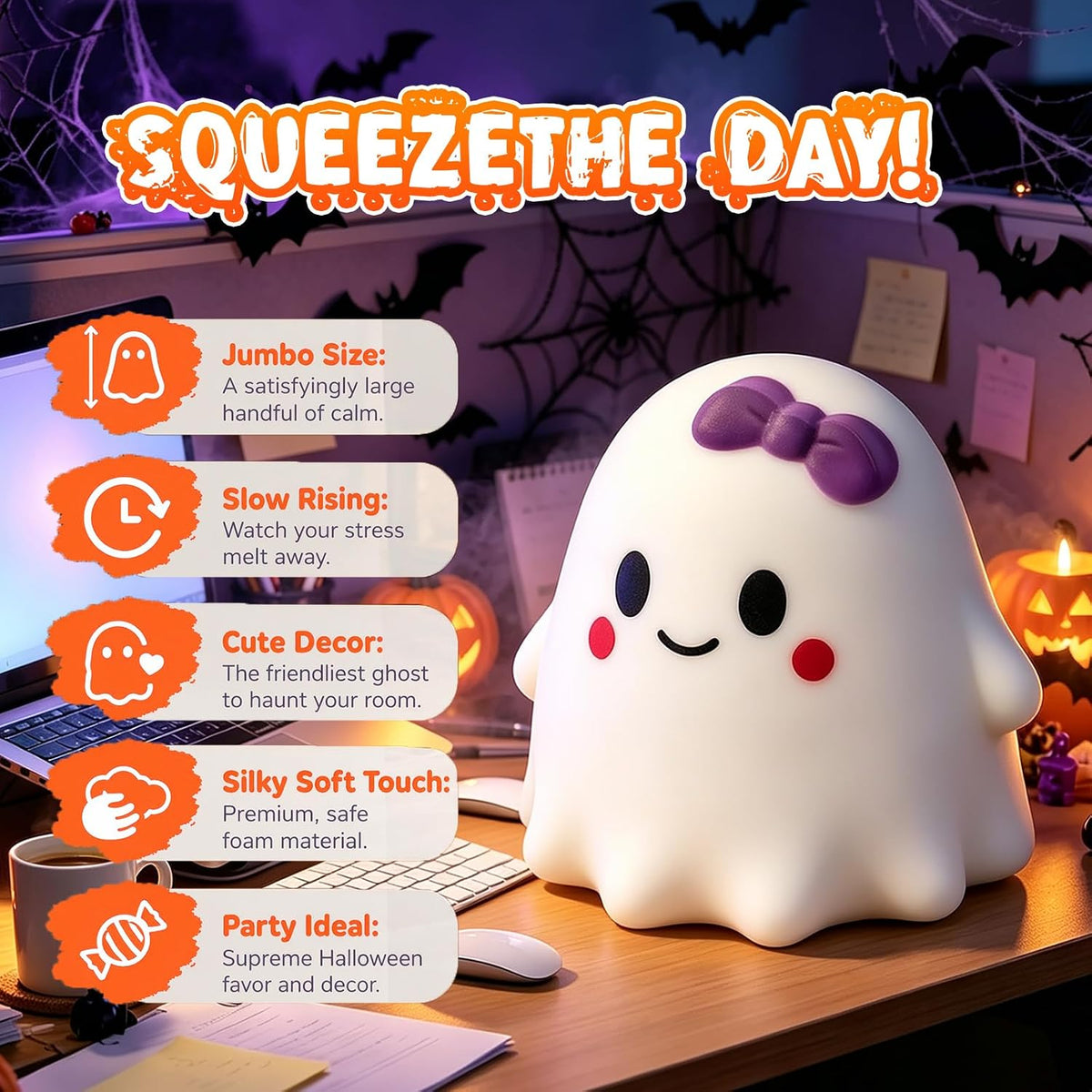 Ghost Squishy – Large Halloween Stress Relief & Fidget Toy 👻✨