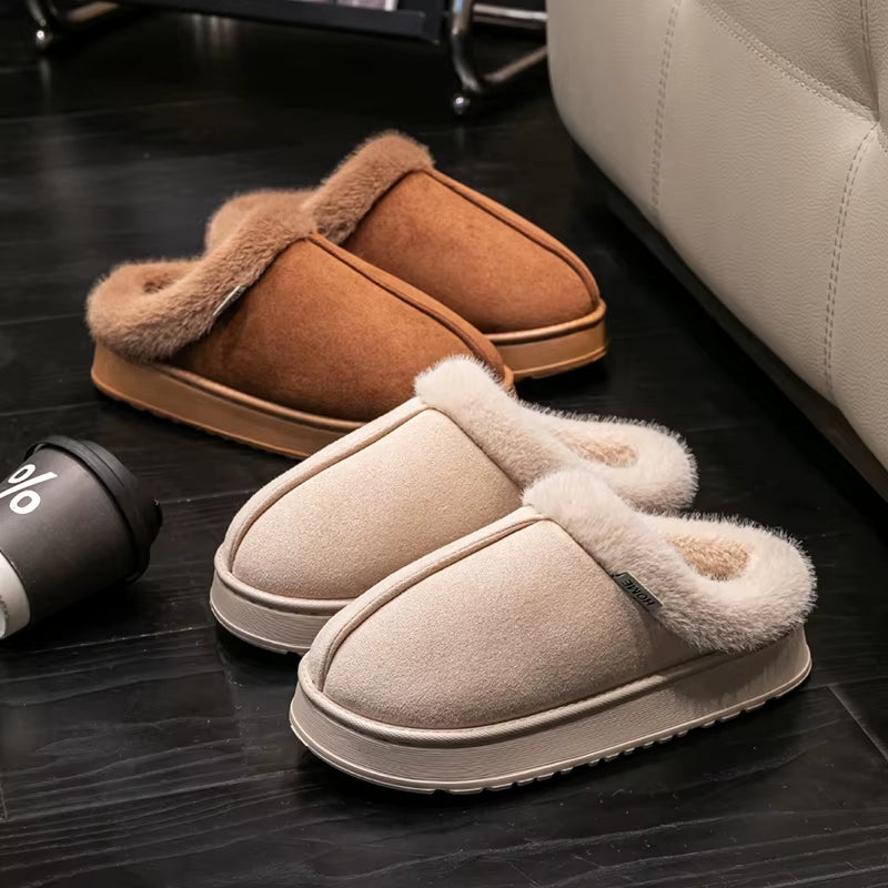 ☁️ Cloud Luxe – Plush Unisex Slippers with Cushioned Winter Soles 🖤✨