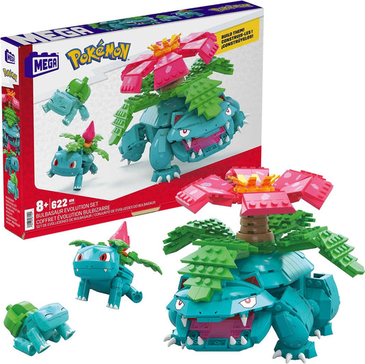🎮🌿 MEGA Pokémon Bulbasaur Evolution Building Set – 622 Pieces, 3 Poseable Characters & Epic Pokémon Adventure Toy 💚✨