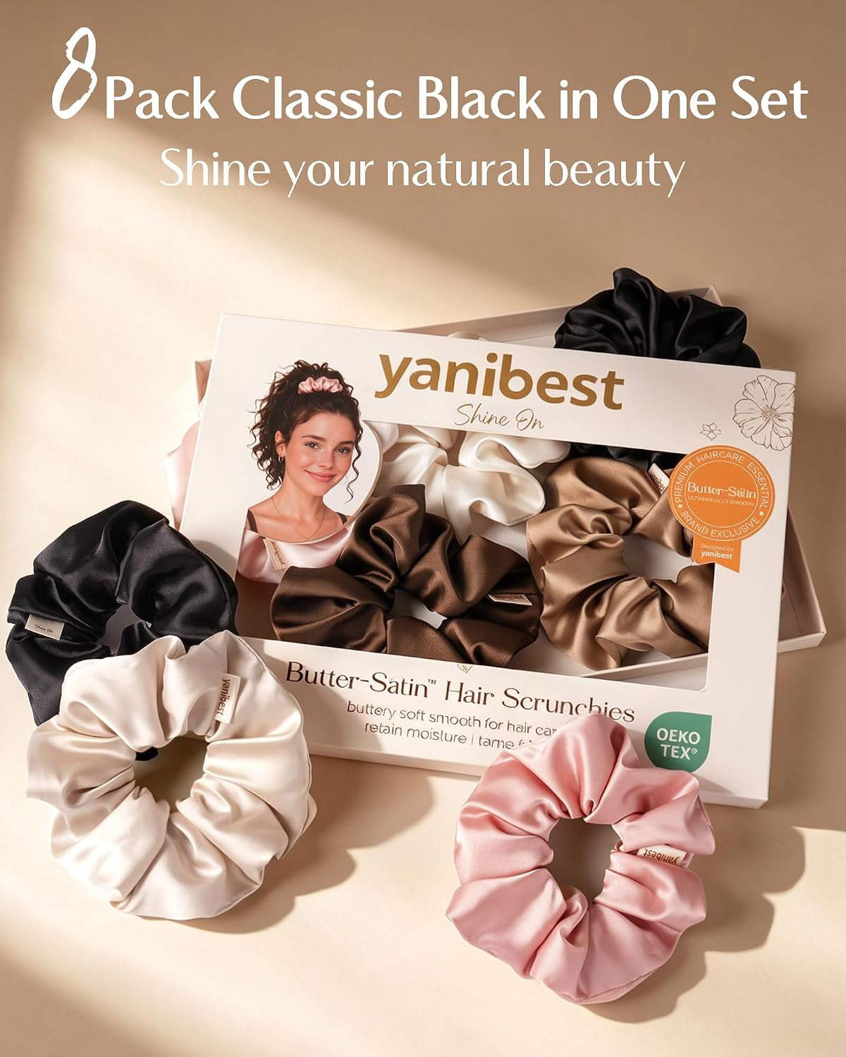 🎀✨ Silky Chic – 8-Piece Satin Scrunchie Set for Effortless, Elegant Hairstyles 💕💫
