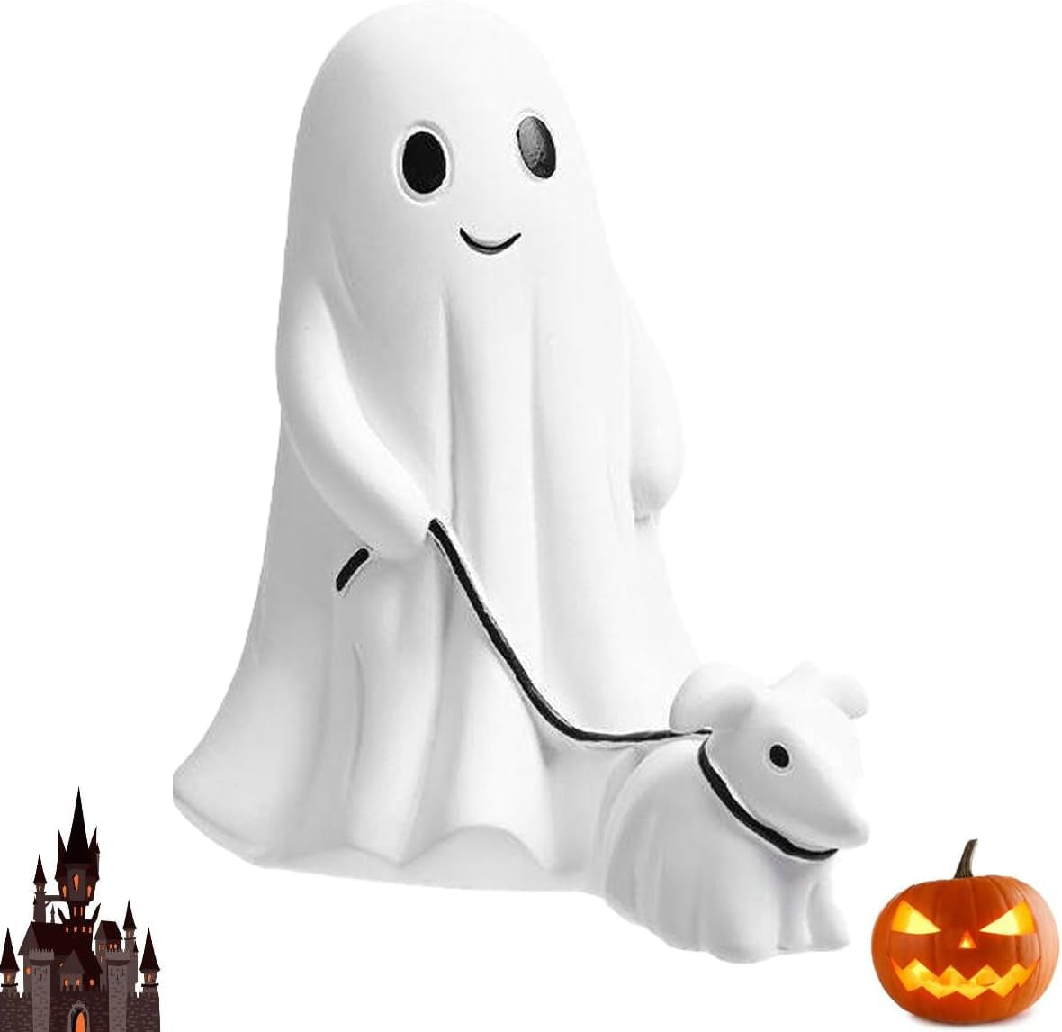 👻🐶 Ghost Dog Halloween Figurine – Spooky-Cute Resin Decor for Home & Garden