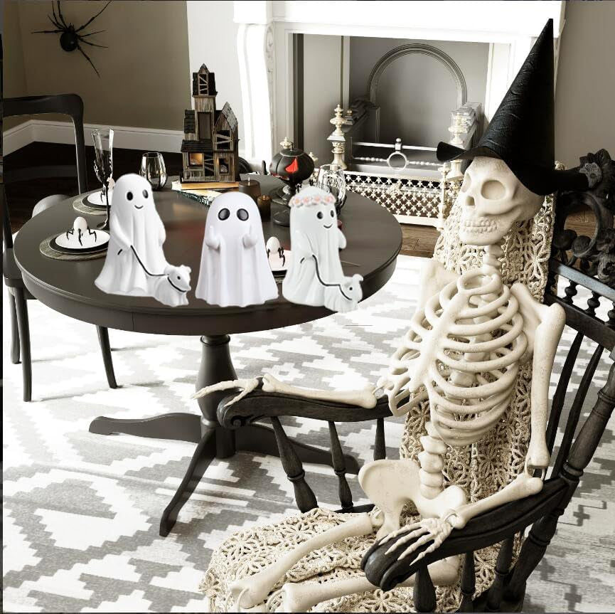 👻🐶 Ghost Dog Halloween Figurine – Spooky-Cute Resin Decor for Home & Garden