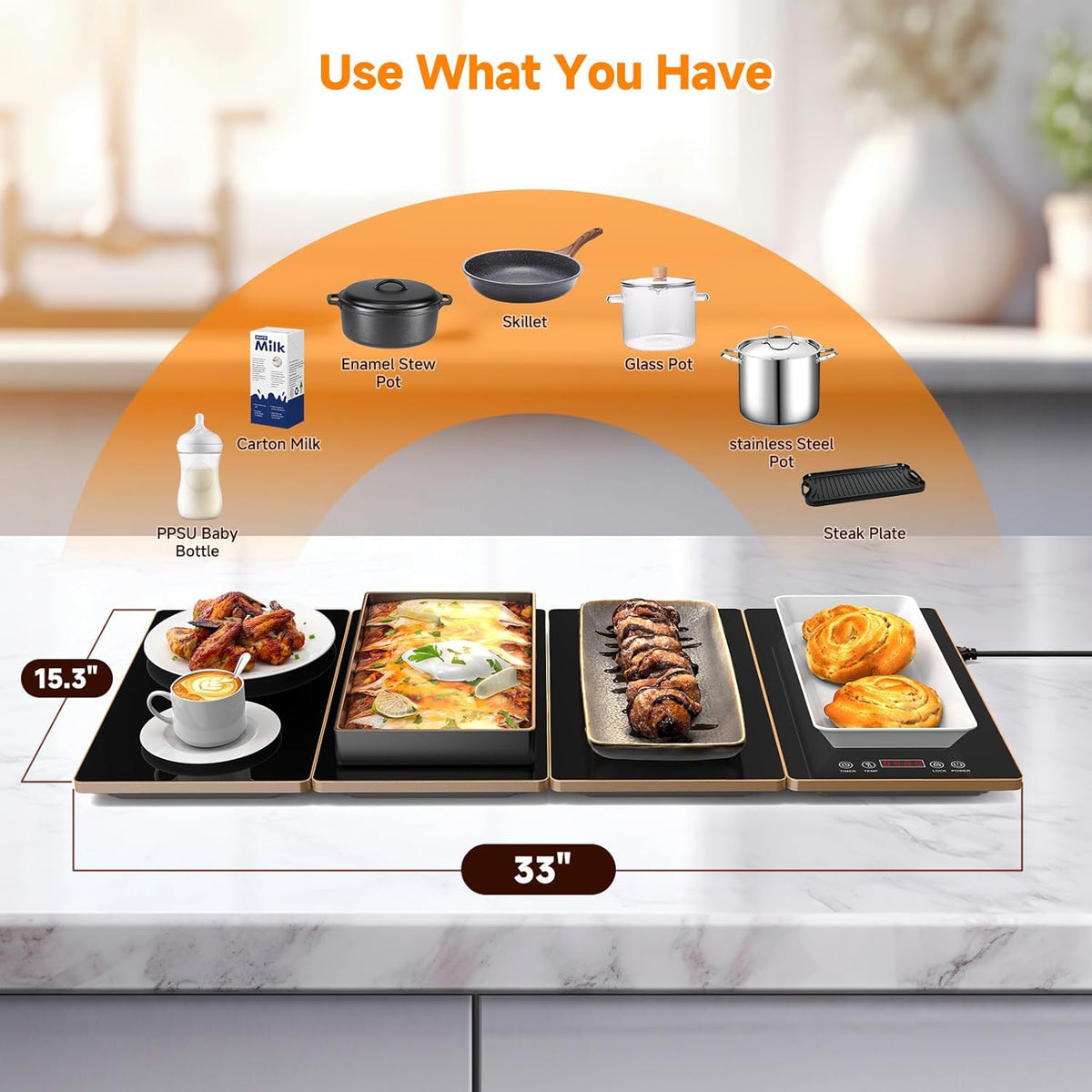 ✨ 4-in-1 Electric Food Warming Tray – Keep Meals Warm for Parties & Gatherings