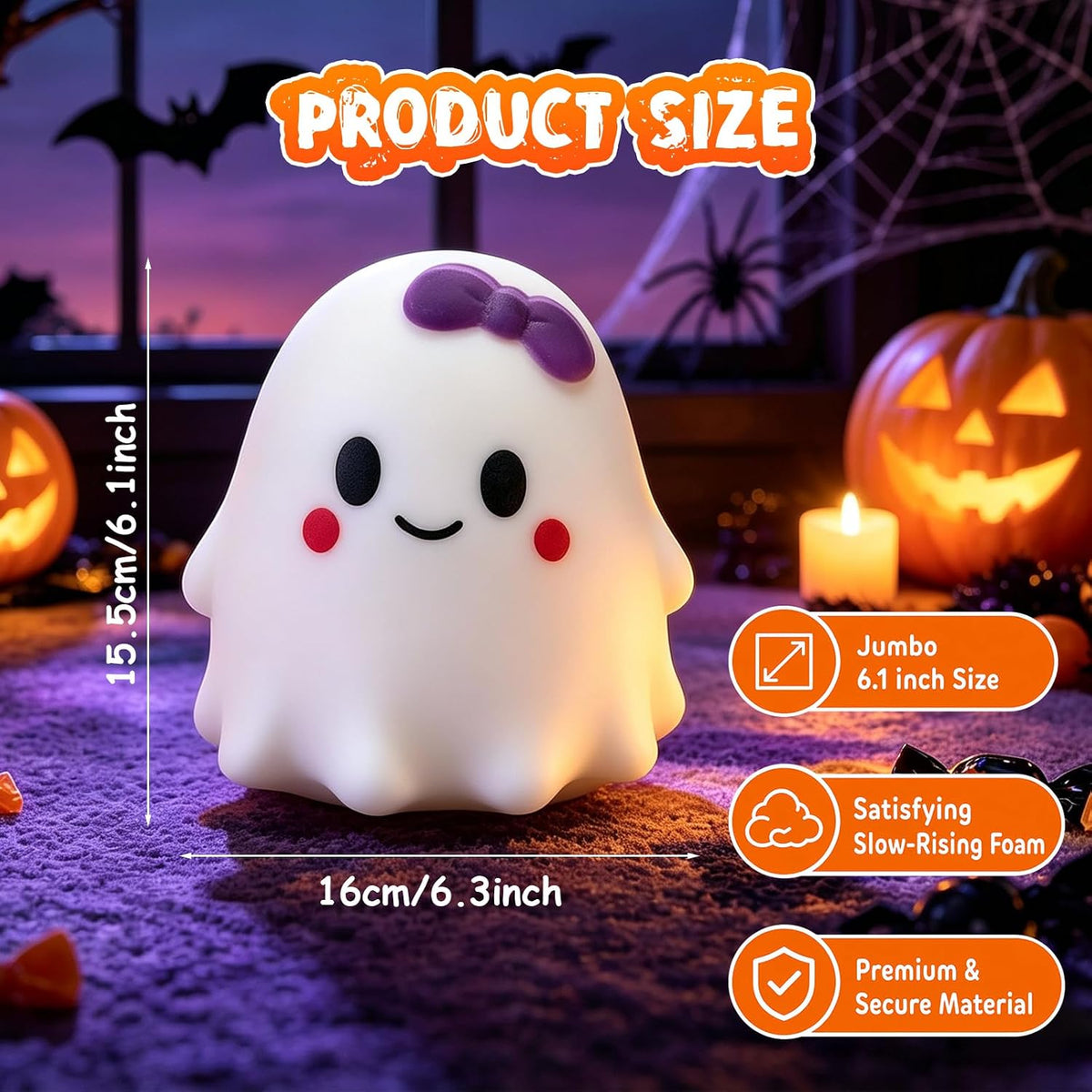 Ghost Squishy – Large Halloween Stress Relief & Fidget Toy 👻✨