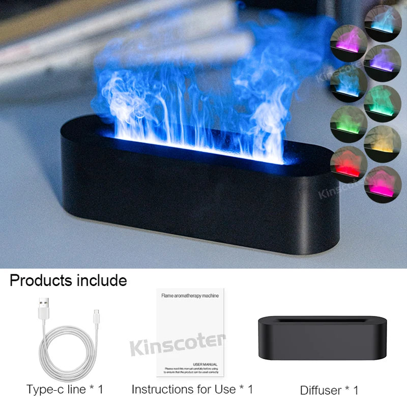 🔥✨ FlameGlow Aromatherapy Diffuser – Colorful Flame-Effect Humidifier with Cool Mist & Timer 🌿💧