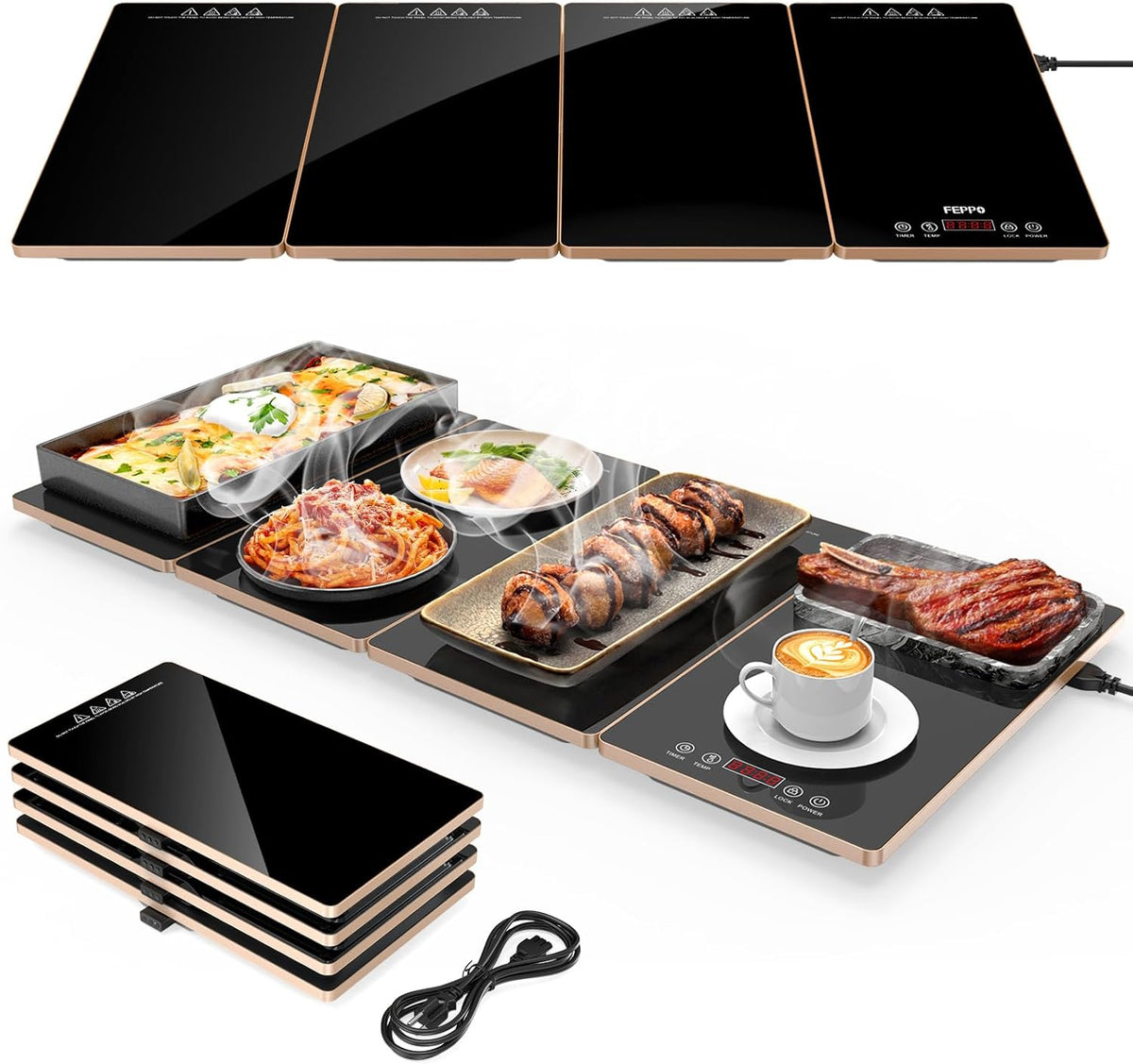 ✨ 4-in-1 Electric Food Warming Tray – Keep Meals Warm for Parties & Gatherings