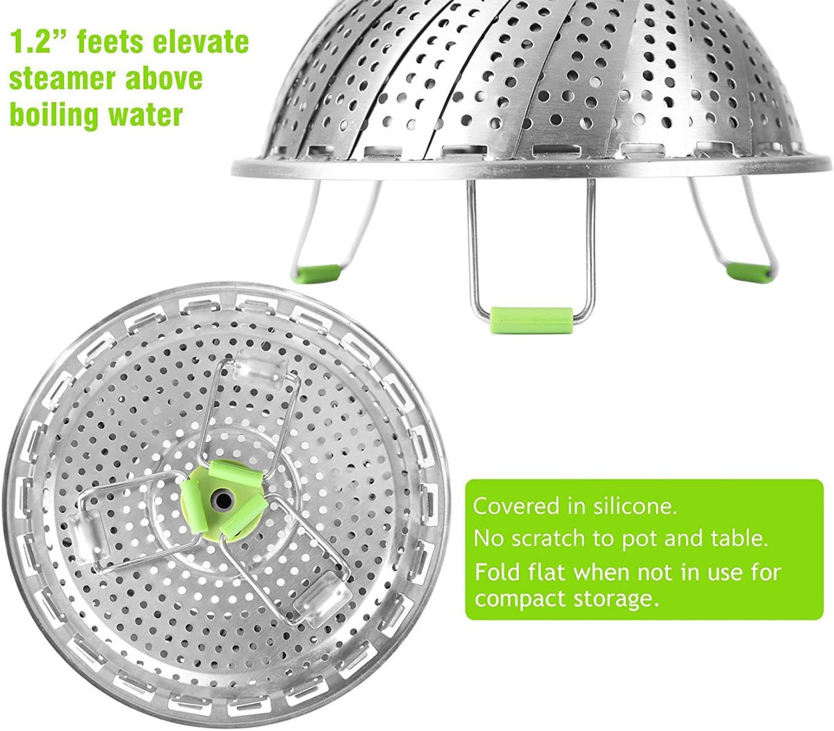🥦✨ Steam & Savor – Stainless Steel Expandable Vegetable Steamer Basket with Extendable Handle 🍲💚