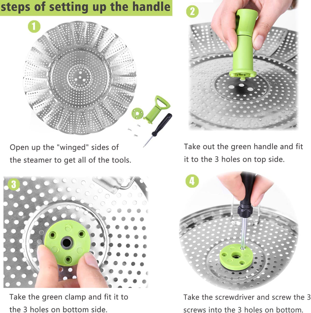 🥦✨ Steam & Savor – Stainless Steel Expandable Vegetable Steamer Basket with Extendable Handle 🍲💚