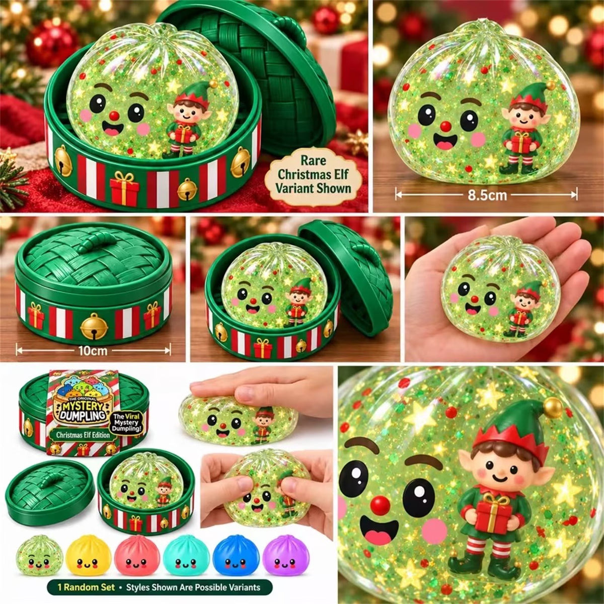 🎁 Christmas Dumpling Squishy Blind Box – Elf Edition | Mystery Squishy with Steamer