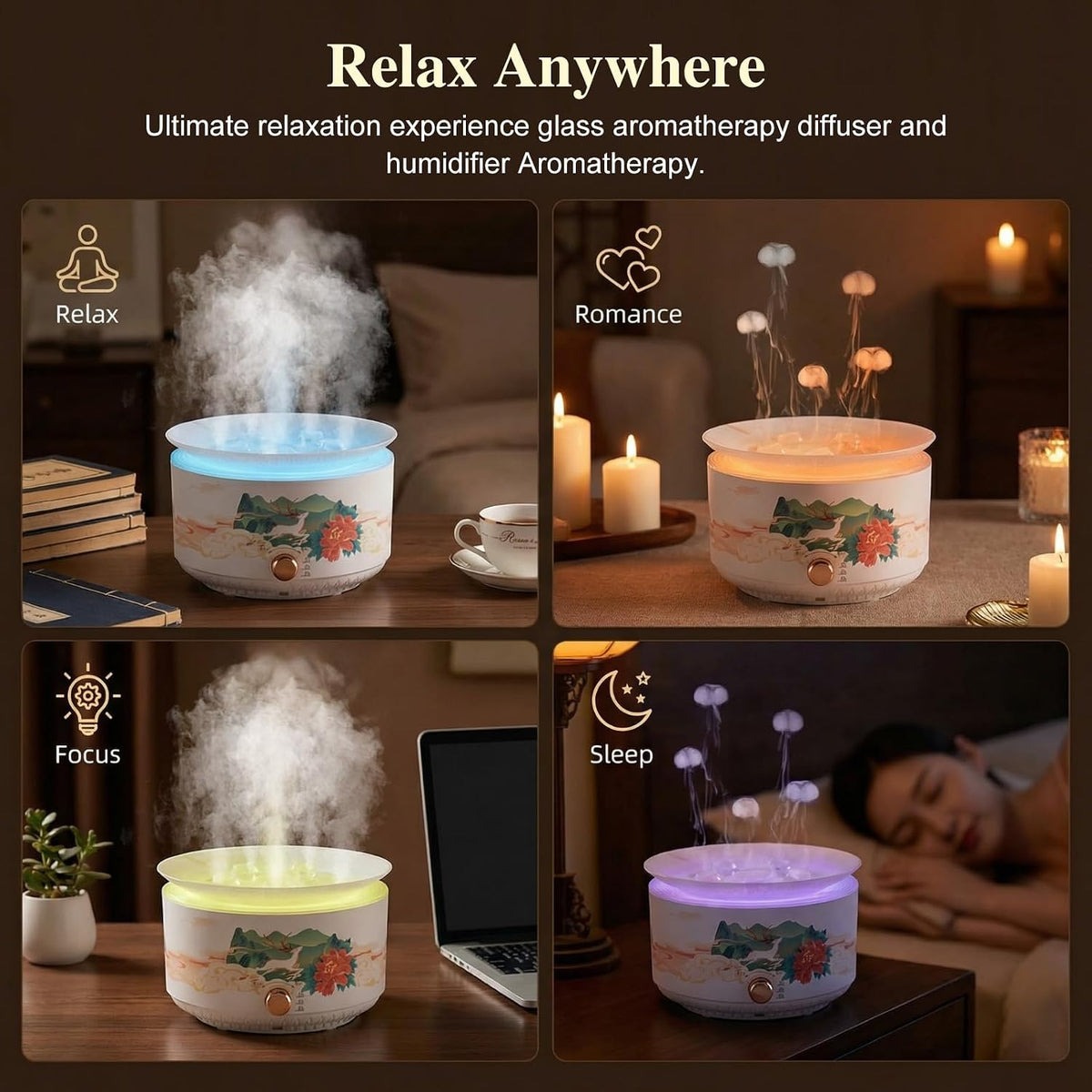 🪼✨ Jellyfish Glow – 360ml Ultrasonic Essential Oil Diffuser with 7-Color Lights & Remote Control 🤍🌈