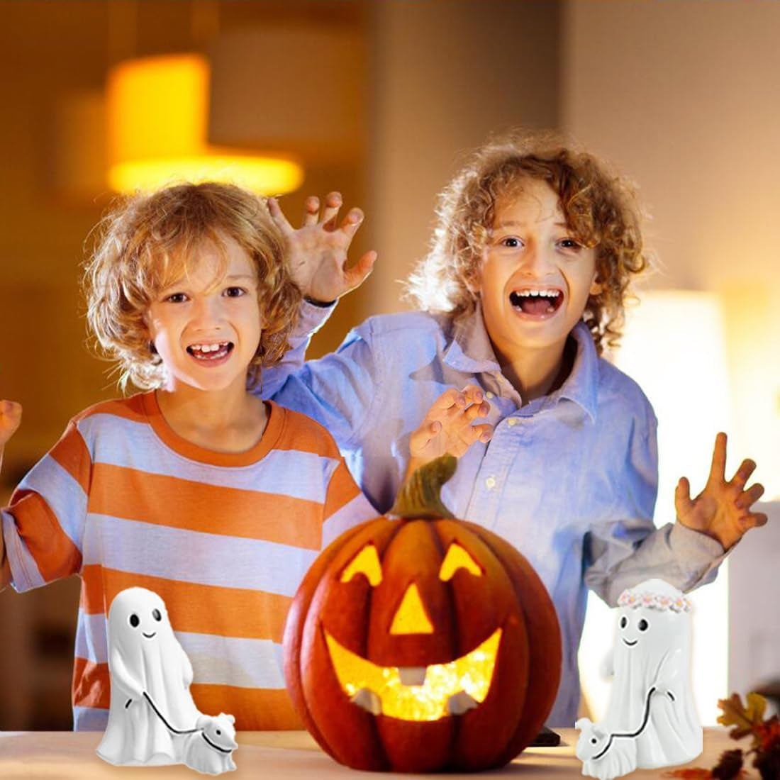 👻🐶 Ghost Dog Halloween Figurine – Spooky-Cute Resin Decor for Home & Garden