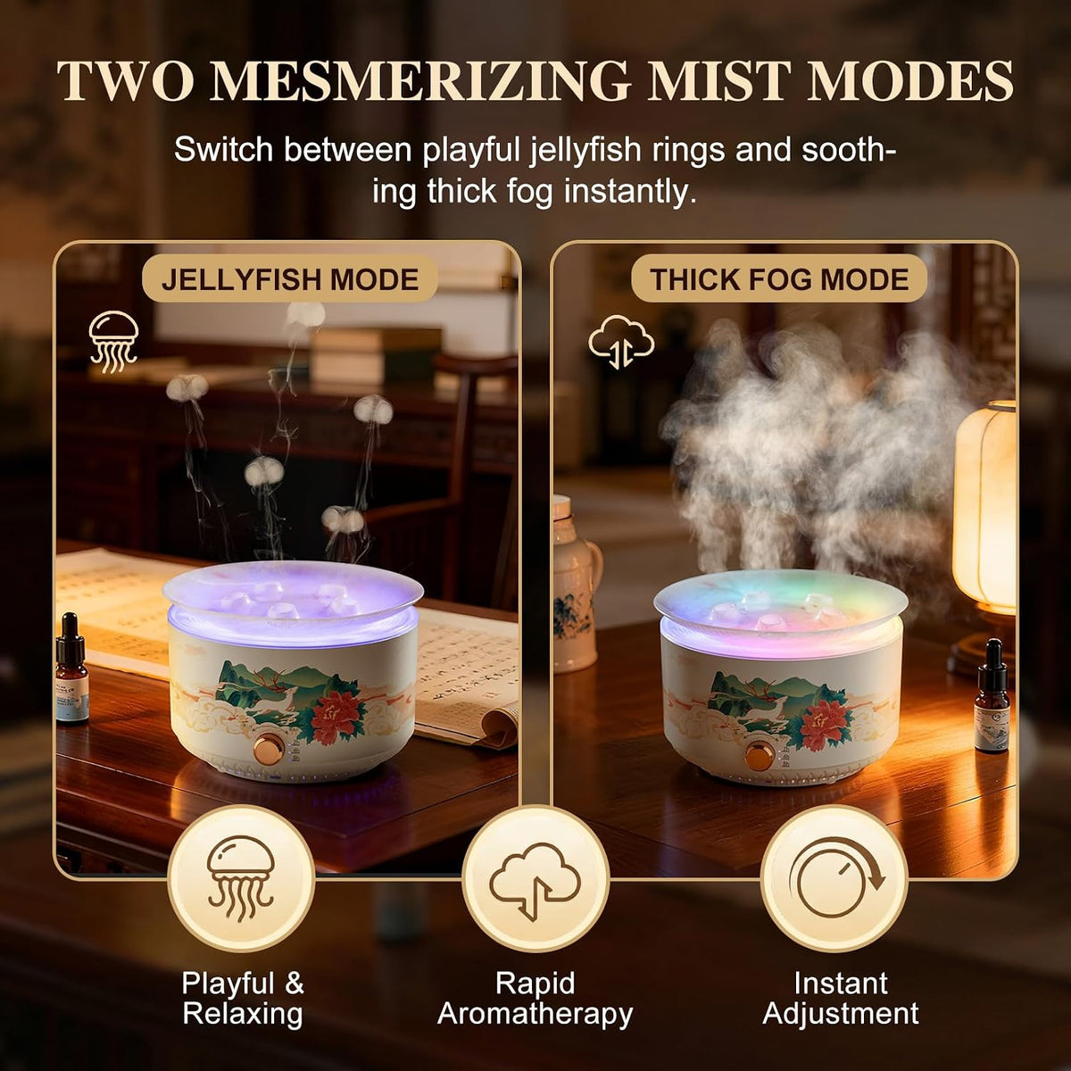 🪼✨ Jellyfish Glow – 360ml Ultrasonic Essential Oil Diffuser with 7-Color Lights & Remote Control 🤍🌈