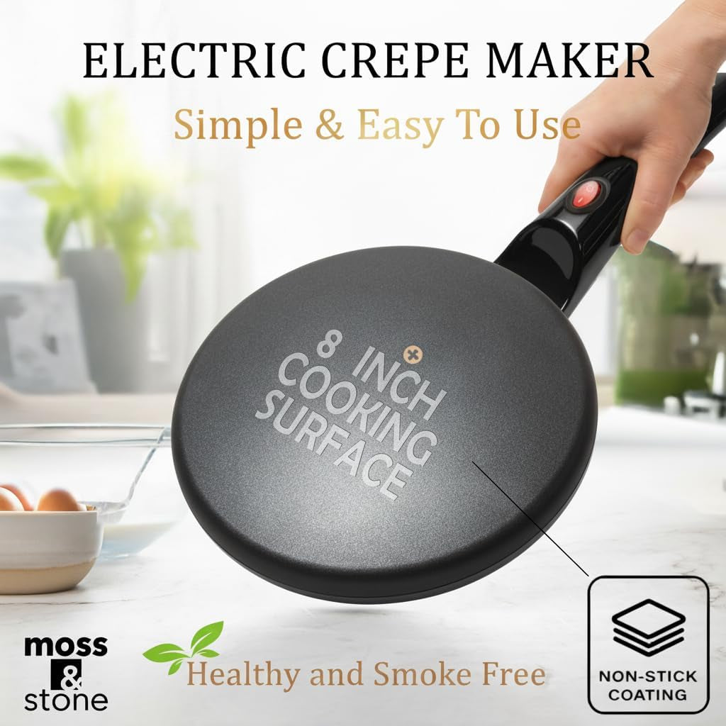 🥞 Easy Crepe Maker – 8" Electric Nonstick Griddle for Crepes & Breakfast