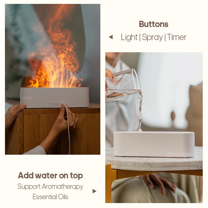 🔥✨ FlameGlow Aromatherapy Diffuser – Colorful Flame-Effect Humidifier with Cool Mist & Timer 🌿💧